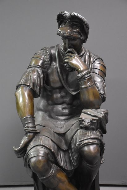 null Important bronze sculpture representing Lorenzo de Medici after the model of...