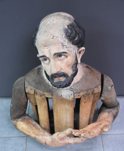 null Bust of procession saint in carved and polychromed wood. Probably Spain XVIIIth...