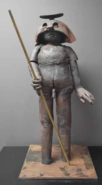 Bernard GILMANT (1946) Bernard GILMANT (1946). Le guerrier. Sculpture en terre cuite...