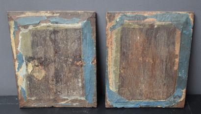 null 
Saint Peter and a Saint André. Pair of oil paintings on oak panels. End of...