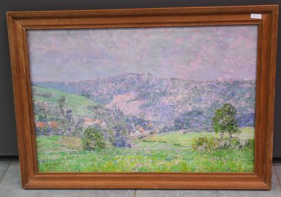 Henri DEGLUME ( 1865-1940) Henri DEGLUME ( 1865-1940). Oil on canvas. View of a mountain...