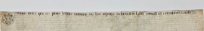null Document ancien avec cachets de cire. Epoque Renaissance. 

NL: Oud document...