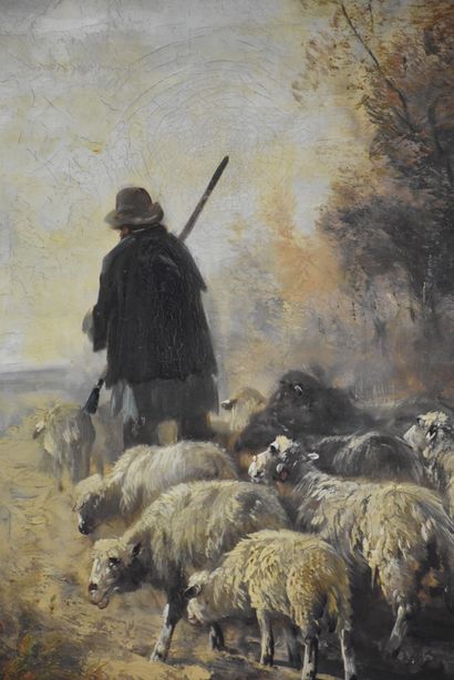 Henry SCHOUTEN (1857-1927) Henry SCHOUTEN (1857-1927). Le berger et son troupeau...