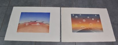 Jean Michel FOLON (1934-2005) Jean Michel FOLON (1934-2005). Lot of 2 aquatints....