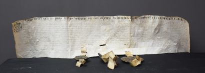 null Antique document with wax stamps. Renaissance period. 

NL: Oud document met...