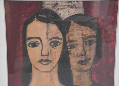 AMEDEE CORTIER (1921-1976) Amédée CORTIER (1921-1976) . The two sisters. Gouache....