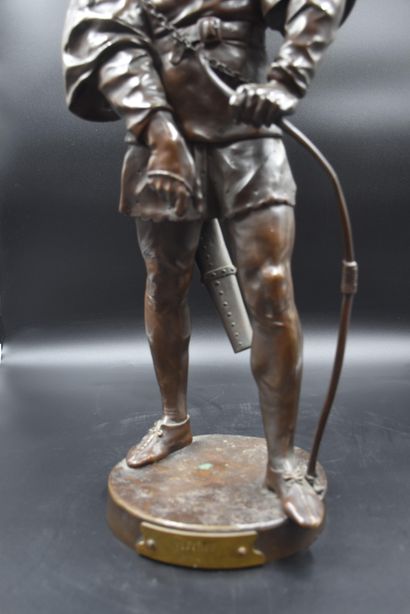Emile Picault (1833-1922) Émile PICAULT (1833-1922). L' archer. Bronze à patine brune....