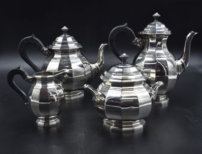  5-delig zilveren theeservies in art-deco stijl met de keurmerken van de Brusselse...