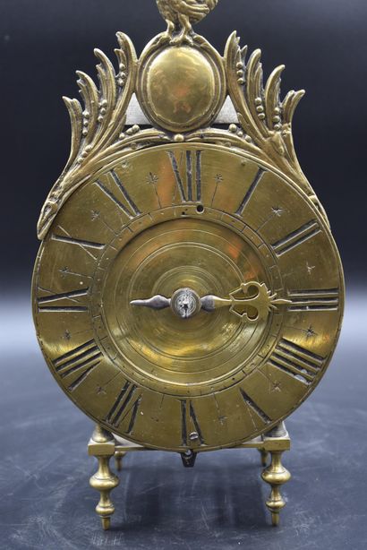 null Capucine clock XVIIIth century. Pediment in the shape of a rooster. Mechanism...