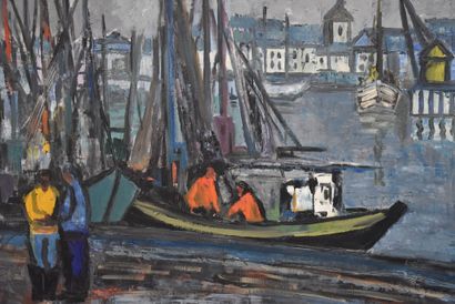 Octave Pirlet (1914-1979). Octave Pirlet (1914-1979). Oil on canvas. Port in Sable...