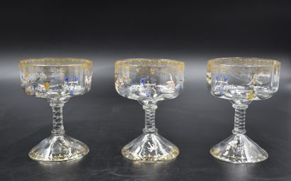 EMILE GALLE (1846-1904) Emile GALLE (1846-1904). Ensemble de 6 verres de la cristallerie...