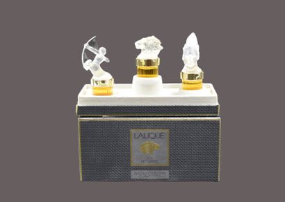 olviier Lalique France Lot de 3 flacons « Les mascottes » L'ensemble est présenté...