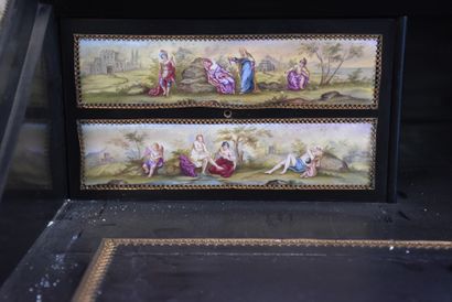 null Viennese cabinet circa 1860 of renaissance style decorated with numerous enamel...