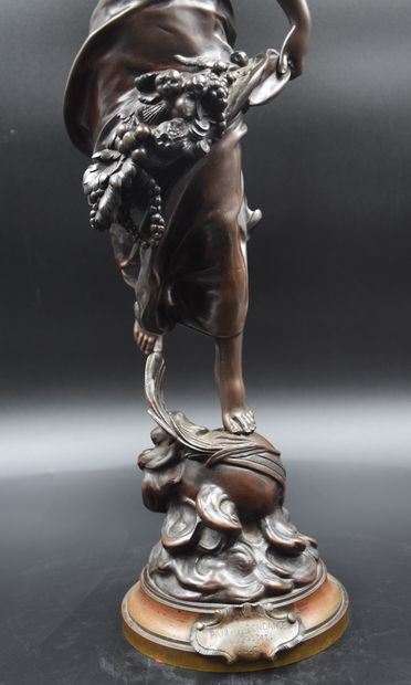 A. GAUDEZ(1845- 1902) A. GAUDEZ(1845- 1902). Bronze. Elegant woman with a cornucopia....