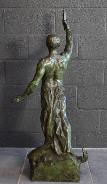 Maurine SAIN. Maurine SAIN. Important allegorical bronze with green patina: "The...