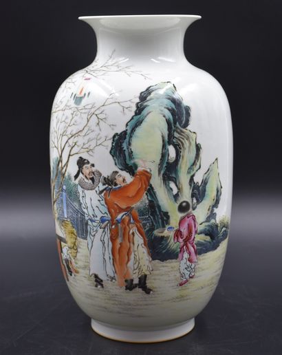 null Porcelain vase of China with decoration of wise men at table and of a wise man...