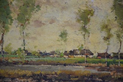 Paul MATHIEU (1872-1932). Paul MATHIEU (1872-1932). Landscape of the flat country...