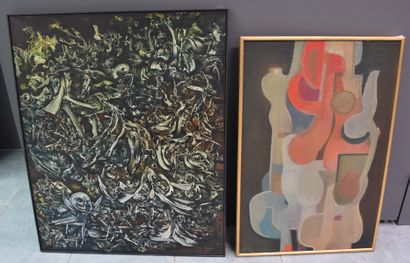 null Lot of two oils on canvas of Belgian modern art: 1) Urbain Herregodts, entitled...