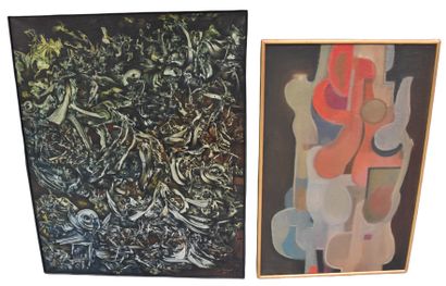 null Lot of two oils on canvas of Belgian modern art: 1) Urbain Herregodts, entitled...