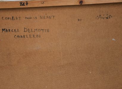Marcel DELMOTTE (1901-1984) Marcel Delmotte (1901-1984) Huile sur panneau. "Combat...