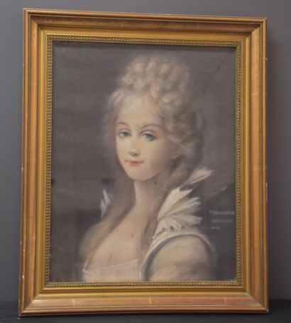 null Pastel XIXème représentant une dame de qualité. Dimensions : 49 x 39 cm. 

NL:...