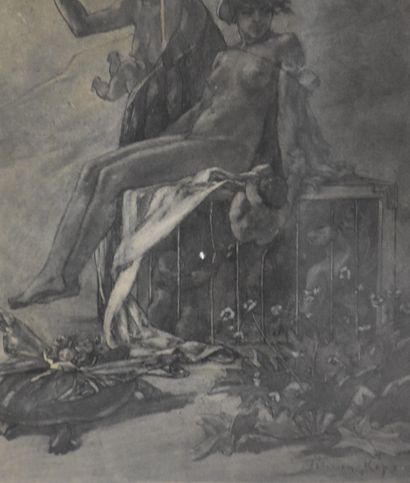 Félicien ROPS (1833-1898). Félicien ROPS (1833-1898). La foire aux amours. Gravure...