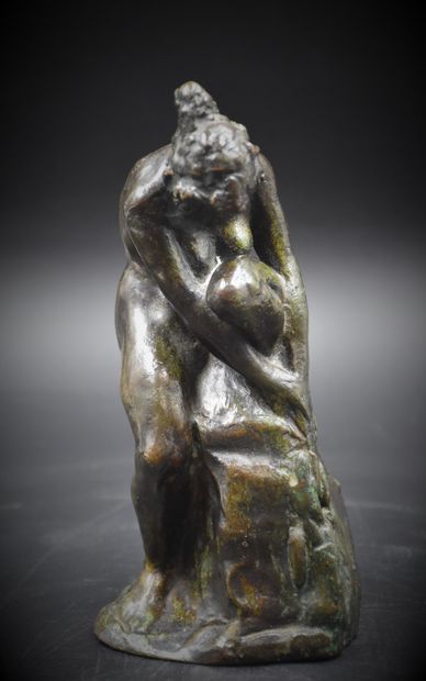 L. PLACE. L. PLACE. Female nude on a rock. Bronze with lost wax. Green patina. Founder's...
