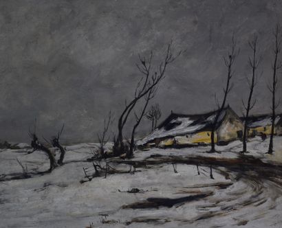 ARMAND JAMAR (1870-1946) Armand JAMAR (1870-1946). Paysage d’hiver signé et daté...