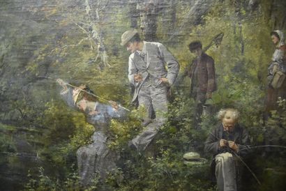 Henri LANGEROCK. (1830-1915). Henri LANGEROCK. (1830-1915). Fishing scene in the...