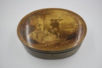 null Oval box of Spa beginning of XIXth century with romantic decoration of a serenade...