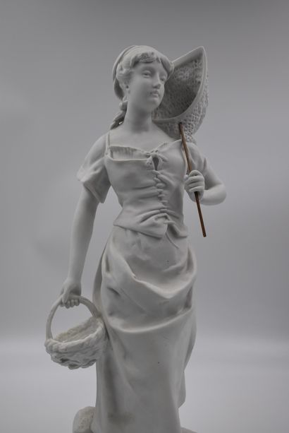 null 1900年左右的浪漫主义雕塑，白色饼干材质。钓鱼的回归。高度：58厘米。



 1900年在机智的饼干中的浪漫故事。证人之死。高度：58厘米。