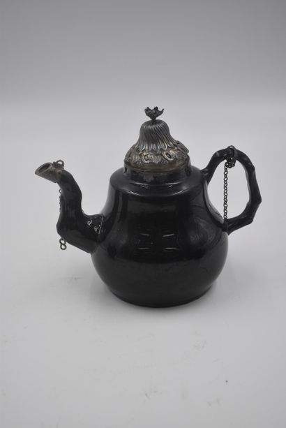 null Set of four teapots in Namur clay, late 18th-early 19th century. One with a...
