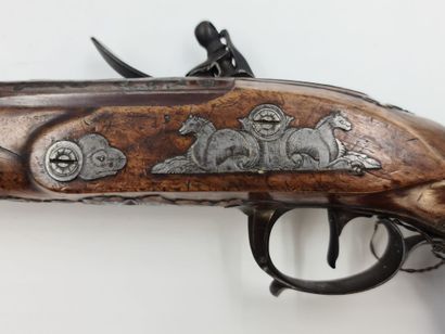 null Pair of dueling pistols early 19th century signed Jean Baptiste Heuseux in Liege....