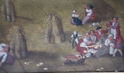 null 
Abel GRIMMER (vers 1570 - avant 1619 ). Le repas et le repos des moissonneurs....