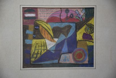 Ida KERKOVIUS ( 1879-1970). Ida KERKOVIUS ( 1879-1970). Abstraction cubique au pastel....