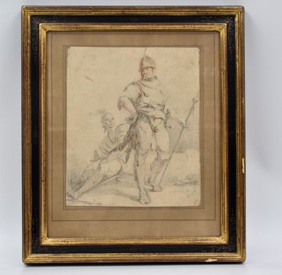 null 18th century Italian school. Study of soldiers, after Salvator Rosa. Black pencil,...