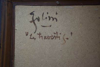 Enzo LINI. Enzo LINI. « Les travestis ». 1979. Signé et intitulé au dos. Huile sur...