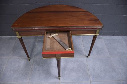 null Portfolio table in mahogany and copper sticks in the Louis XVI style. French...