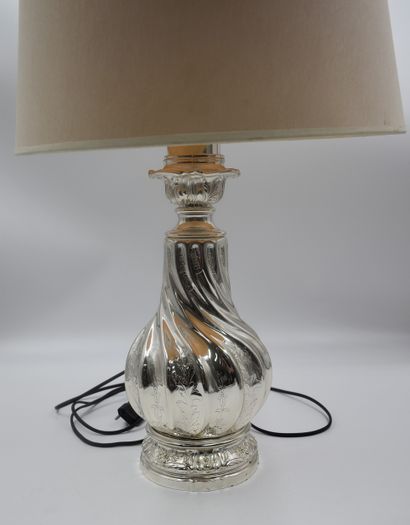 null Maison Gagneau Paris. Baluster lamp with twisted ribs decorated with silver...