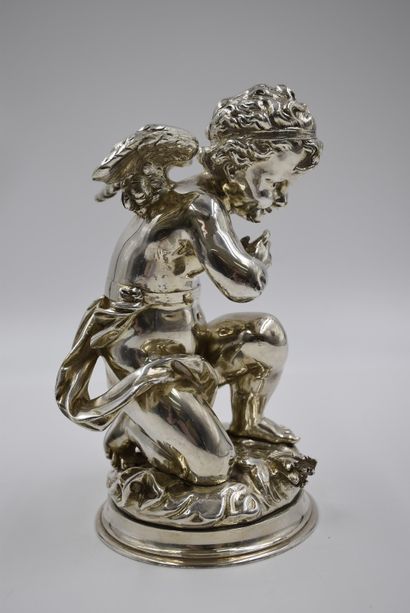 null L’ange au carquois. Bronze argenté vers 1900. Société des bronzes de Paris....