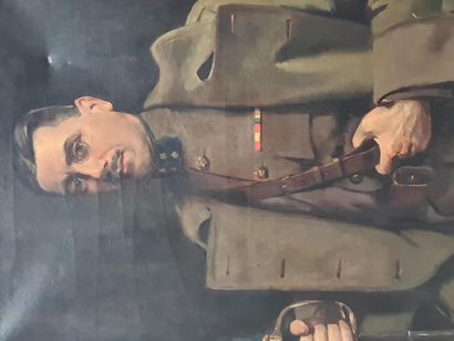 A. DE MEESTER( 1843-1925). A.德-梅斯特（1843-1925）。大战士兵的画像。布面油画。右上角有一个口音 尺寸：73 x 98厘米。A.德-梅斯特（1843-1925）。纪念品："Grote...