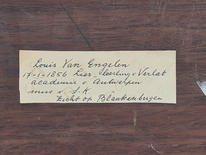 Louis VAN ENGELEN (1856-1940). 路易斯-范恩格伦（1856-1940）。布兰肯贝格的景色。背面有小标签。无符号。尺寸：35 x 26厘米。路易斯-范恩格伦（1856-1940）。在Blankenberge，我们可以看到这样的景象。背面有小标签。不算太多。尺寸：35...