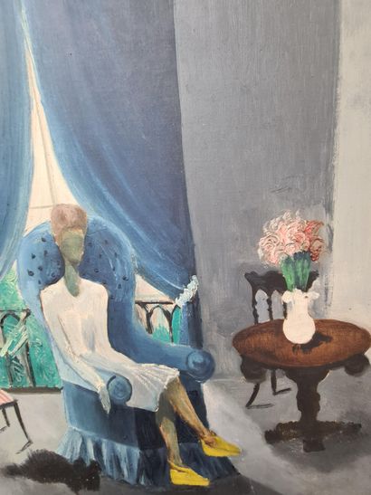 Rachel BAES (1912 -1983). 
Rachel BAES (1912 -1983). "Interior". Oil on canvas signed....