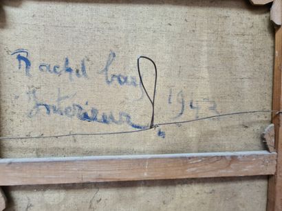 Rachel BAES (1912 -1983). 
雷切尔-贝斯（1912 -1983）。"内部"。布面油画，已签名。背面有签名和日期，1943年。尺寸：53...