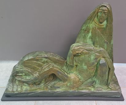 Oscar DE CLERCK(1892-1968) Oscar DE CLERCK(1892-1968) Imposing Pieta in plaster with...