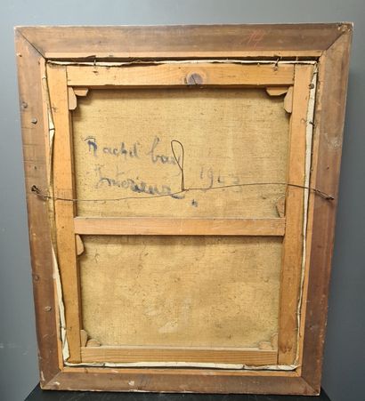 Rachel BAES (1912 -1983). 
雷切尔-贝斯（1912 -1983）。"内部"。布面油画，已签名。背面有签名和日期，1943年。尺寸：53...