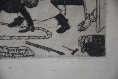 James ENSOR (1860-1949). 詹姆斯-恩索尔（1860-1949）。坏医生。1895.日本纸上的蚀刻画。版面左下方有签名和日期。用铅笔会签。比利时的私人收藏。尺寸：25...