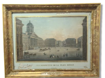 Perspective view of the Place Royale. Engraving...