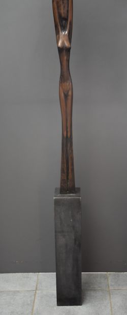 Joris GAYMANS (1946). Joris GAYMANS（1946）。"Cyrinx"。带有棕色铜锈的青铜雕塑。编号为4/8。巴黎罗歇铸造厂。附有1992年的真品证书。出处：比利时私人收藏。1980/1990年从布鲁塞尔的Dieleman画廊获得。高度：125厘米。总高度：195厘米。Joris...
