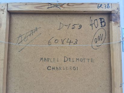 Marcel Delmotte (1901-1984). 
马塞尔-德尔莫特（1901-1984）。"树上的眼睛"。有树的超现实主义构图。板上油彩。
适用于2000欧元起的转售权。尺寸：41...